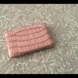 Abas Wallet/clutch Pink Leather / Crocodile print